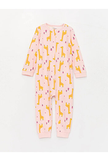LC Waikiki LCW baby Crew Neck Long Sleeve Patterned Baby Girl Jumpsuit 2-pack