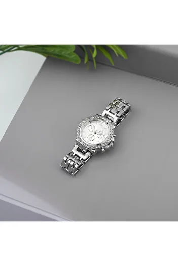 Arzu Butik Women's Wristwatch Metal Strap Silver Color