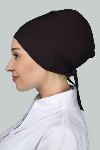 Altobeh Women's Practical Lace-Up Hijab Combed Cotton Bonnet Brown