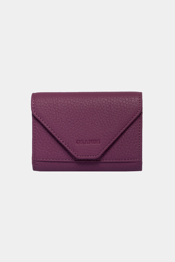 Grande 3639 Genuine Real Leather Women Men Magnetic Accordion Wallet Card Holder Purple