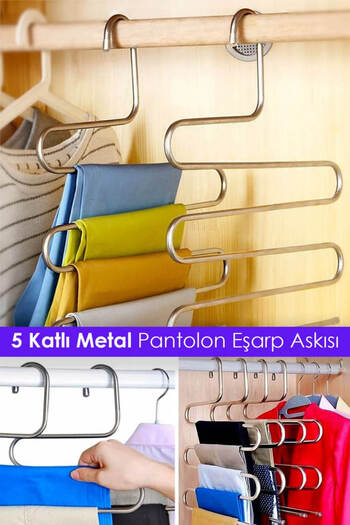 Anadolu Saray Practical Inside Cabinet - 5 Tiers 2 Pcs Pants Scarf Shawl Hanger