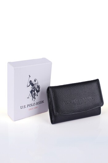 U.S. Polo Assn. 23841 Unisex peněženka s magnetem z pravé kůže akordeon Černá