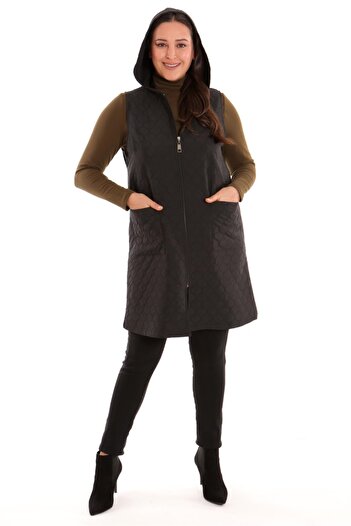 Metpoint Vestă matlasată cu fermoar Trend42plus, cu model de coajă de ceapă, neagră