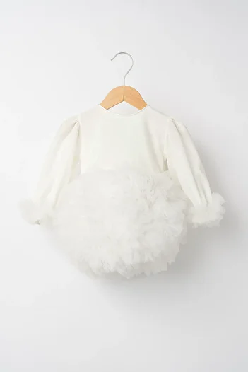Banamio Luna Fluffy Tulle Tutu Velvet Dress (ecru)