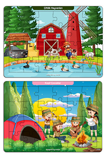 kutuTR Notpa Çocuklar I?çin 24 Parça Eğitici Ve Öğretici Ahşap Renkli Puzzle 4lü Set 8