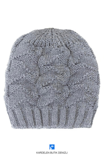 Kardelen Butik Denizli Knitwear Lined, Motifed Beret for Women and Men