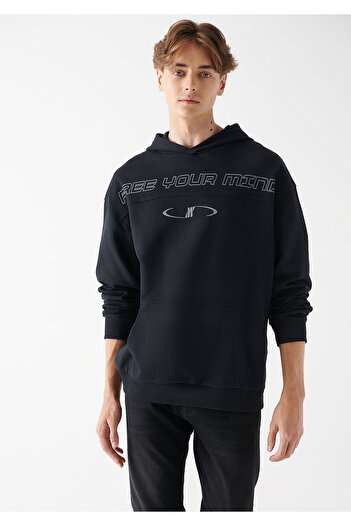 Mavi Free Your Mind Printed Hooded Black Sweatshirt 0611062-900