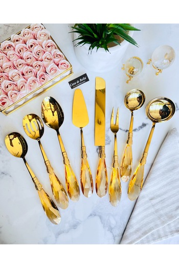 CASA DE BELLA Diamond Crystal Handle 8 Piece Luxury Service Set