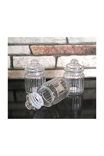 HIRDAVATGANİ Glass Jar Set Spice Rack Vacuum Lid Small Size 13cm