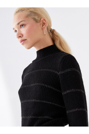 LC Waikiki Half Turtleneck Striped Long Sleeve Women's Knitwear Sweater