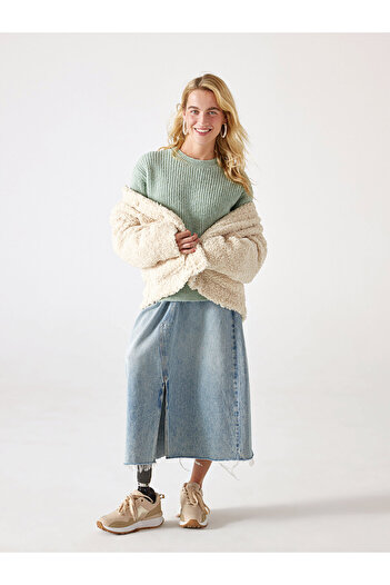 LC Waikiki Women's Knitwear Sweater - Crew Neck, Solid Long Sleeve