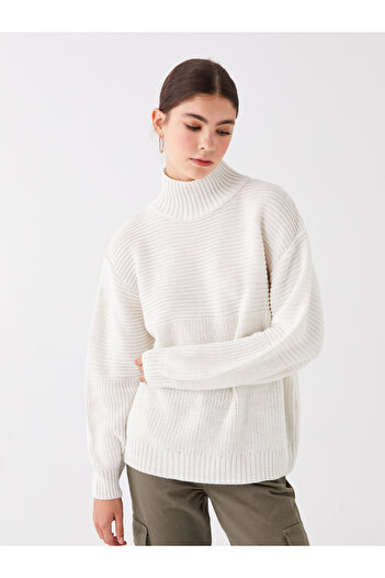 LC Waikiki Half Turtleneck Plain Long Sleeve Oversize Women's Knitwear Sweater