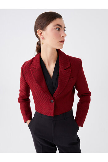 LC Waikiki Gemusterte langärmlige Damen-Blazerjacke