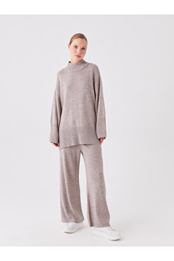 LC Waikiki Women's Knitwear Trousers with Wide Leg and Elastic Waist