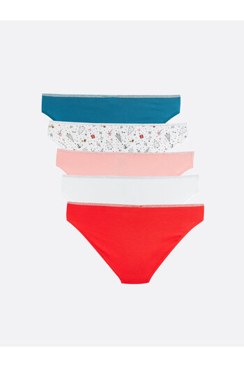 LC Waikiki New Year's Themed Printed Bikini Panties 5 Pack