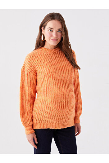 LC Waikiki Těhotenský úpletový svetr s jednoduchým dlouhým rukávem od Crew Neck