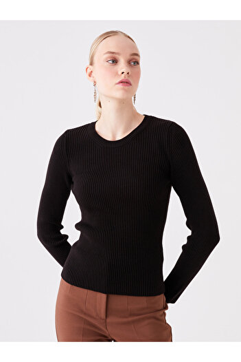 LC Waikiki Women's Knitwear Sweater - Crew Neck, Solid Long Sleeve