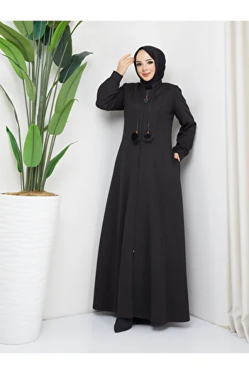 SARİAL GİYİM NEW SEASON LINED MEVLANA PARTS CUT STYLISH MODEL WINTER FERACE PARDES MANTO