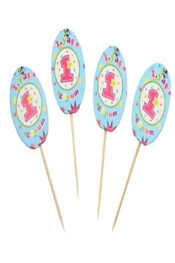 Kazanabil 20'S OVAL SHAPE PARTY TOOTHPICK WITH WRITTEN MY 1ST BIRTHDAY BLUE