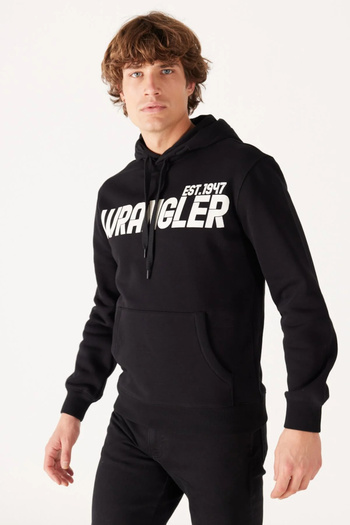 WRANGLER Ανδρικό φούτερ με κουκούλα από βαμβάκι με φλις εσωτερικά, κανονική εφαρμογή, SWEAT W232257001