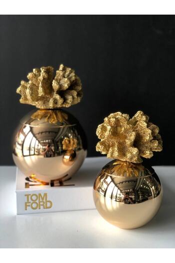 ArzzHome Dekoratif 2 Li Mercan Kutu Gold & Gold