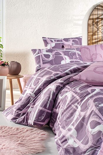 newhome Ranforce Troy Pink Double Duvet Cover Set