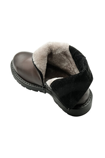 SELİN SOYLU Men's Genuine Leather Laceless Boots, Fur Boots, Zippered Boots