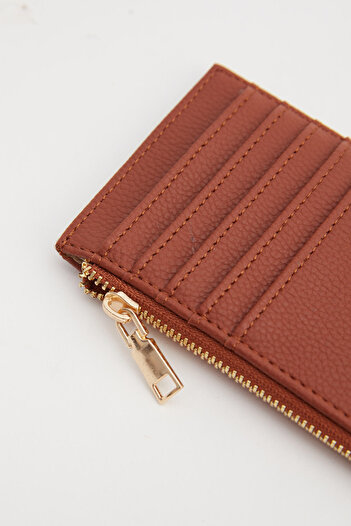 Manuka Quilted Zippered Card Holder Brown