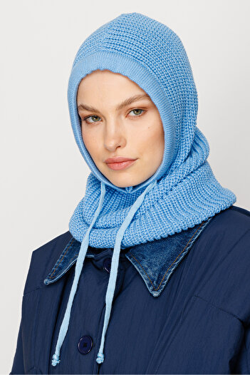 Mooncorn Bebek Mavisi Balaclava Triko Başlık