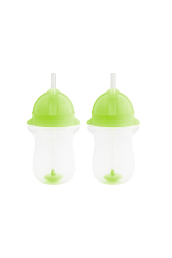 Munchkin Click Lock Spout Drinking Cup with Straw, 12 months, 296ml, Green, Pack of 2