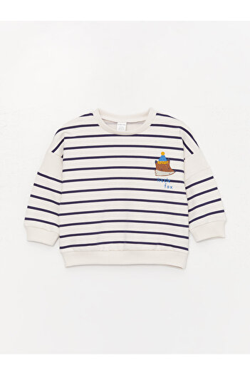 LC Waikiki Langärmliges, gestreiftes Sweatshirt und Strumpfhose für Babys mit Rundhalsausschnitt