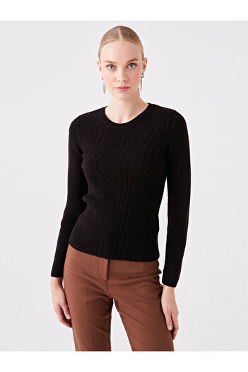 LC Waikiki Women's Knitwear Sweater - Crew Neck, Solid Long Sleeve