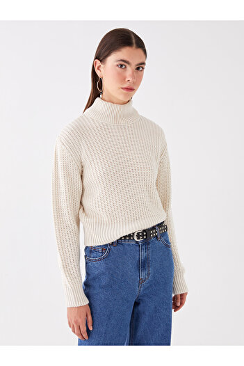LC Waikiki Patterned Long Sleeve Half Turtleneck Women's Knitwear Sweater
