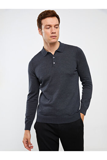 LC Waikiki Men's Knitwear Sweater - Polo Collar, Long Sleeve