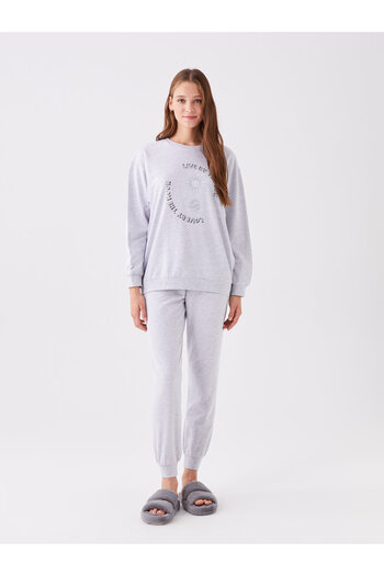 LC Waikiki Damen-Pyjama-Set mit langen Ärmeln und Rundhalsausschnitt – bedruckt