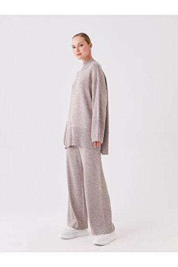 LC Waikiki Women's Knitwear Trousers with Wide Leg and Elastic Waist