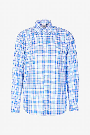 BROOKS BROTHERS Чоловічий темно-білий 100 бавовна Regular Fit на ґудзиках з візерунчастим коміром Гомлек з візерунком