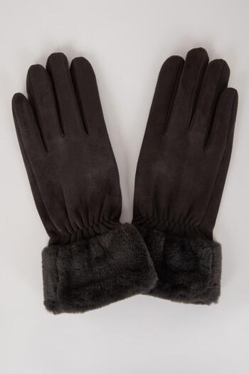DeFacto Women's Fleece Faux Fur Detailed Gloves R7076az23wn
