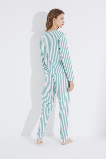 Siyah İnci yeşil beyaz Jogger Örme Pijama Takım