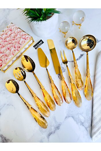 CASA DE BELLA Diamond Crystal Handle 8 Piece Luxury Service Set