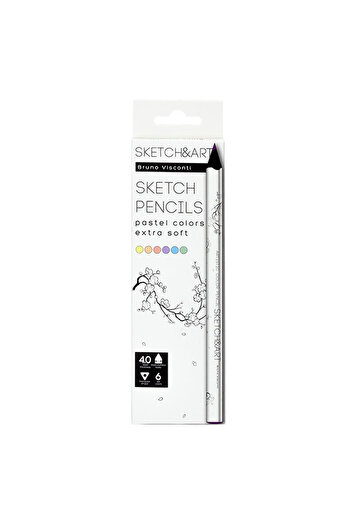 Bruno Visconti Sketch&Art Professional Dry Crayons Thick Body 4mm Pastel 6 Colors No:30-0118/03