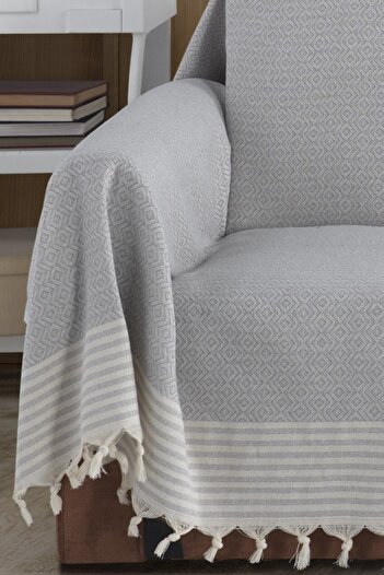 Lux Touch Органічна тканина Булдан, що покриває сірі руки, Battal Boy Bergama 180x300 Покривало для крісла