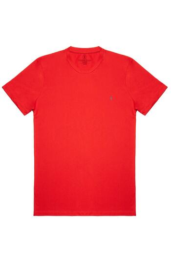 COMBİNE MİCHAİL Men's Red 100% Cotton Slim Fit Crew Neck Short Sleeve T-Shirt