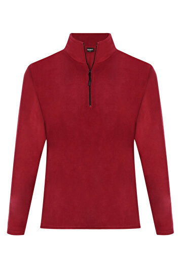 MOONBULL Men's Anti-Pilling Fit Bato Collar Cold Proof Claret Red Fleece Sweatshirt