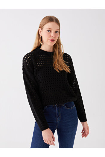 LC Waikiki Langärmliger Damen-Strickpullover mit Rundhalsausschnitt