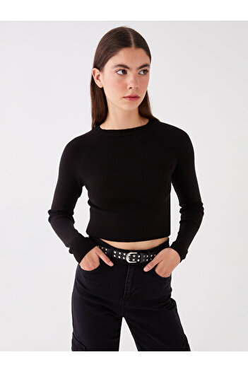 LC Waikiki Women's Knitwear Sweater - Crew Neck, Solid Long Sleeve