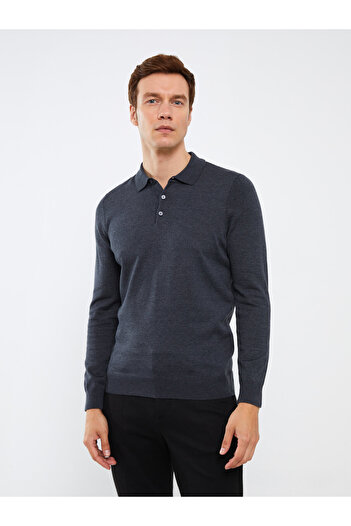 LC Waikiki Men's Knitwear Sweater - Polo Collar, Long Sleeve