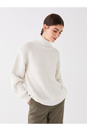 LC Waikiki Half Turtleneck Plain Long Sleeve Oversize Women's Knitwear Sweater