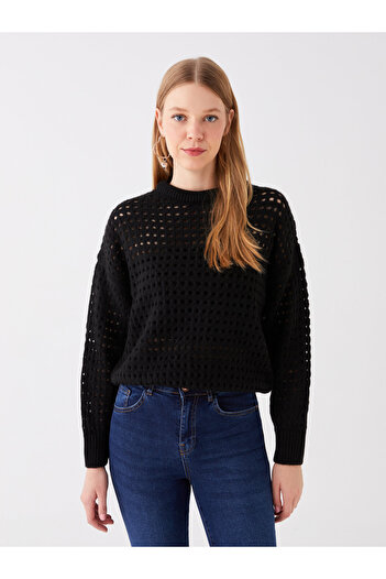 LC Waikiki Langärmliger Damen-Strickpullover mit Rundhalsausschnitt