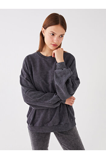 LC Waikiki Oversize Γυναικείο Φούτερ - Crew Neck, Μασίφ μακρυμάνικο